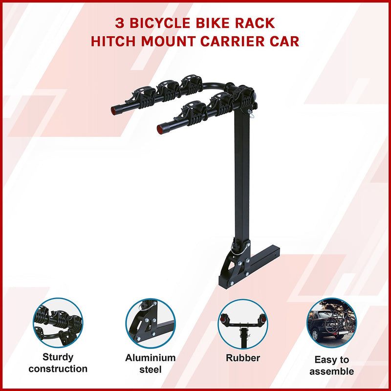 3 Bicycle Bike Rack Hitch Mount Carrier Car Outdoor Leisure Carriers Racks