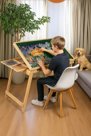 1500-Piece Jigsaw Puzzle Table with Folding Legs – Portable Puzzle Storage Board