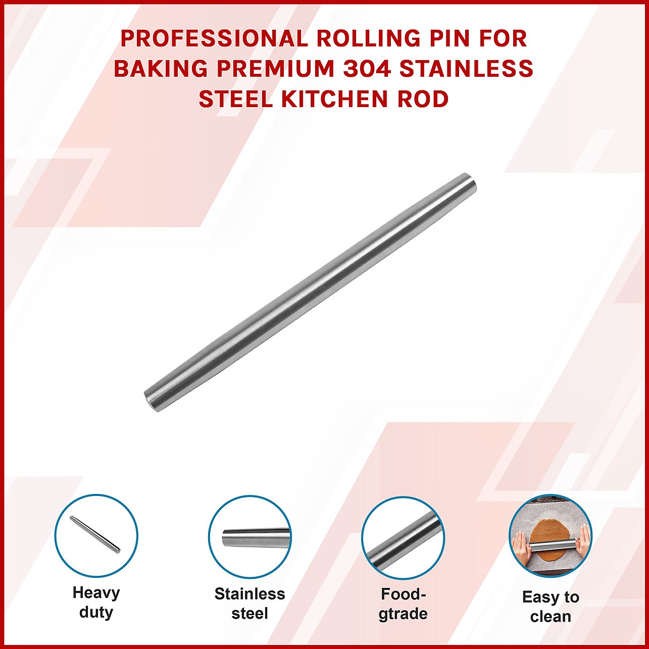 Professional Rooling Pin Stainless Steel Rolling Pin for Pastry & Fondant | Australia's DIY ...