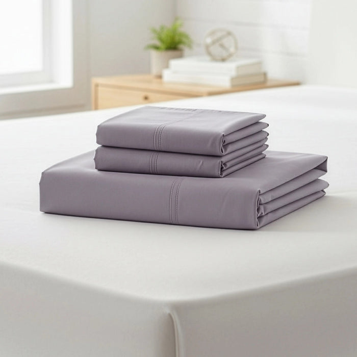Double Bed Sheet Set – Soft 1800 Series Microfibre with Deep Pockets in Grey