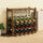 Bamboo Wine Rack Free Standing 15 Bottles with 6 Glasses Holder Storage in Dark Brown