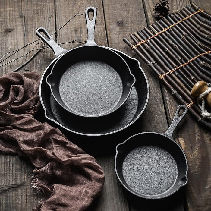 Chef Cast Iron Frying Pan Set – 3-Piece Skillet, Grill & Oven-Safe Cookware for Versatile Home Cooking
