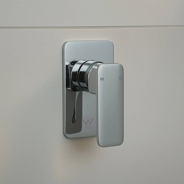Single Square Shower Bath Mixer Tap Bathroom WATERMARK Approved - Chrome