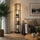 Shelf Floor Lamp with Shade and Open Shelves in Black Wood - Style B