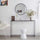 Hallway Console Table with Black Steel Frame, Glass Top, and Storage