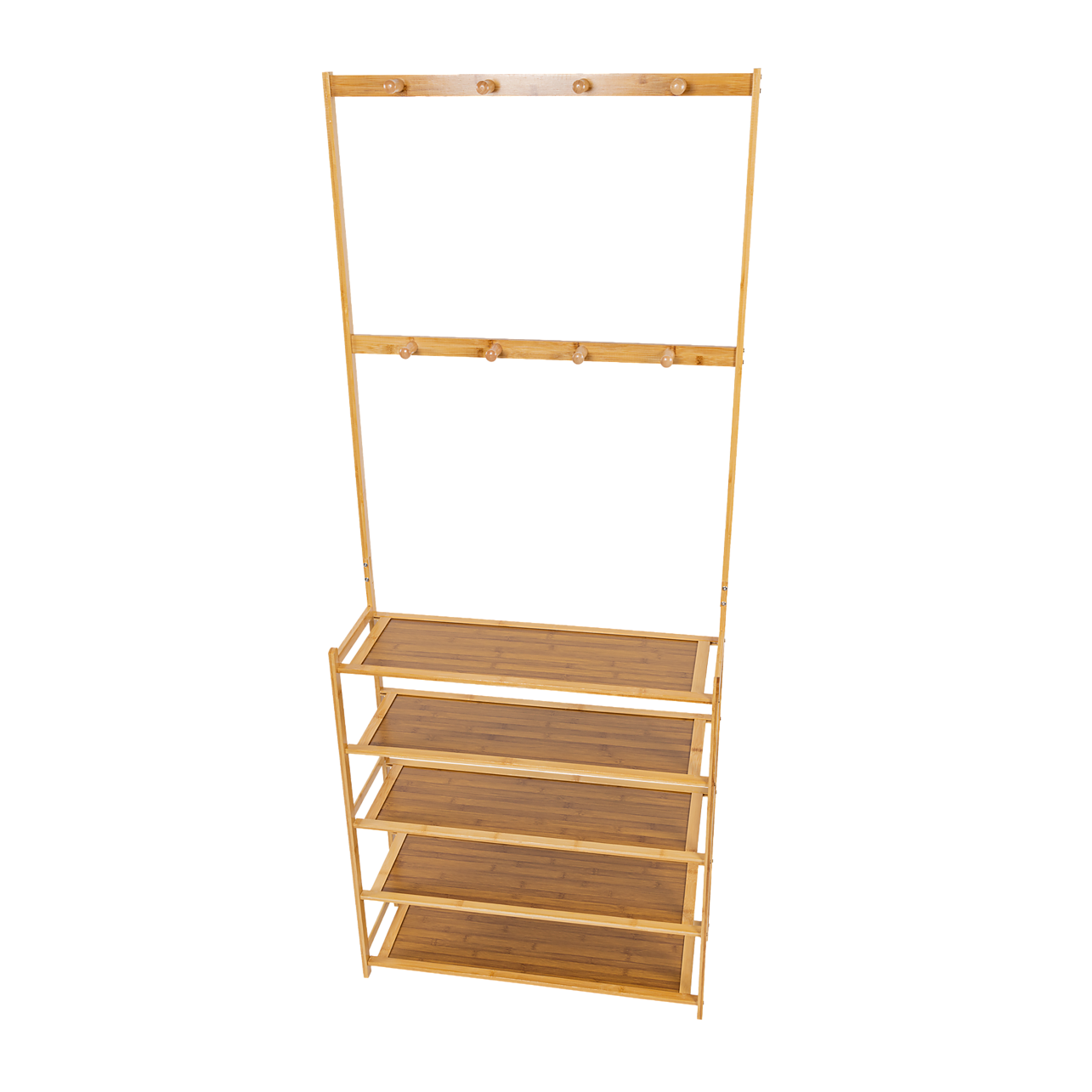 Large Wooden 5 Tiers Hat Coat Stand Clothes Shoe Rack Hanger Hooks Shelf  Storage - Brown - Home & Lifestyle > Personal