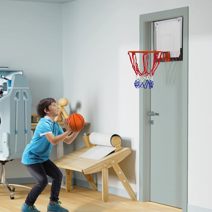 Indoor Mini Basketball Hoop Set – Door-Mounted Backboard Kit with Durable Ring & Mini Ball for Home Play