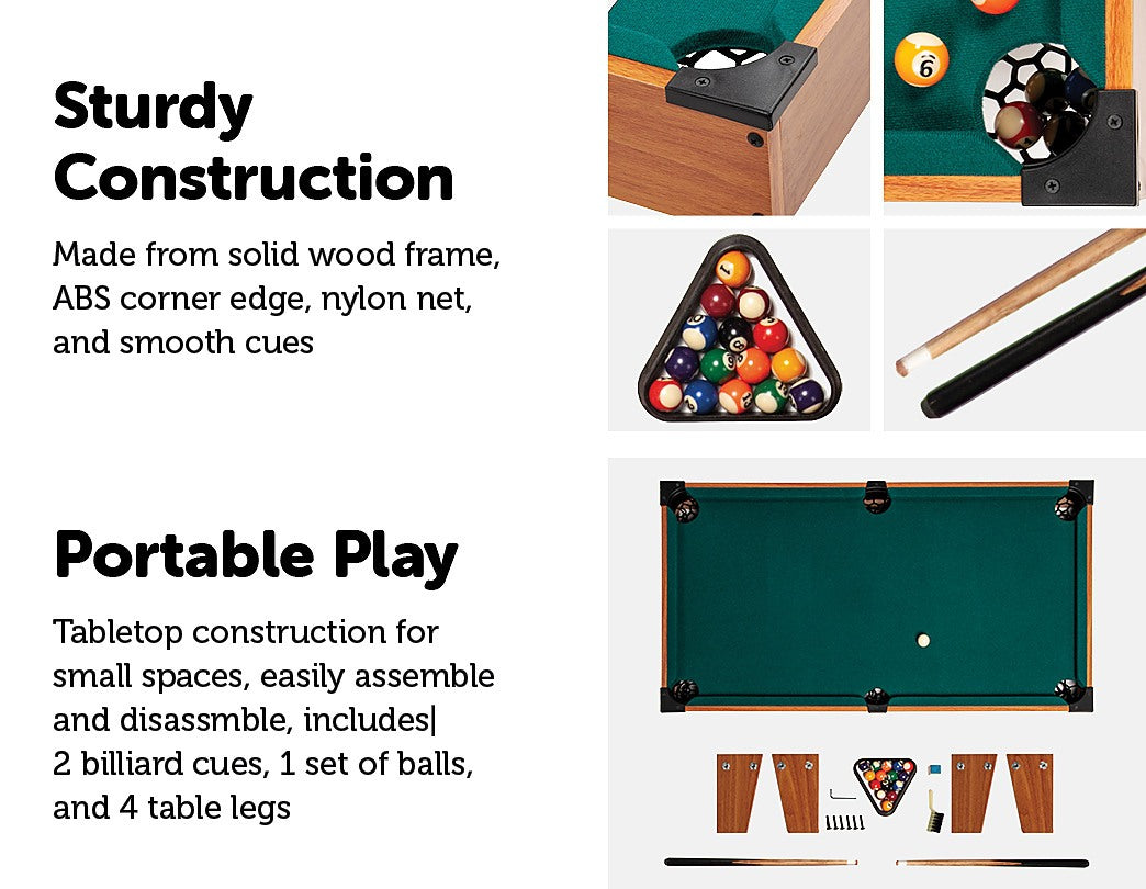 Mini Pool Table Toy Kids Mini Billiard Table Game Toy Wooden Snooker Pool Home Fun Birthday ...