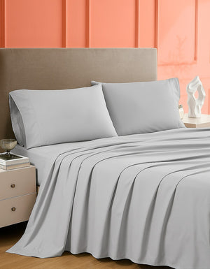 Queen Bed Sheet Set – 1800 Series Microfiber, Deep Pocket, Soft & Breathable, Grey
