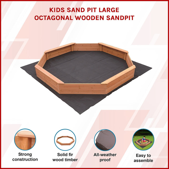 Kids Sand Pit Large Octagonal Wooden Sandpit