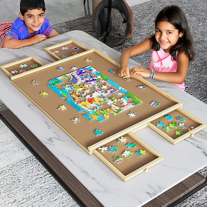 Wooden Jigsaw Puzzle Table Board Storage Table