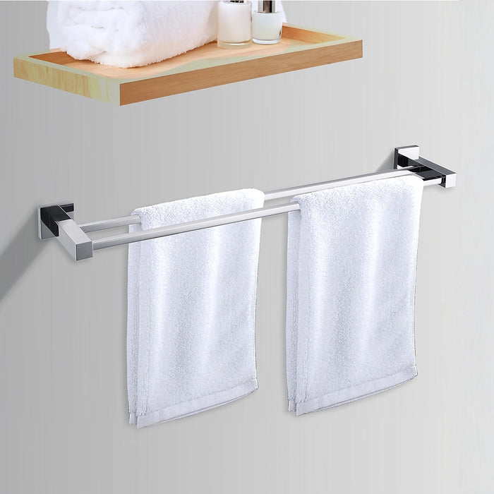 Double Classic Chrome Towel Bar Rail Bathroom