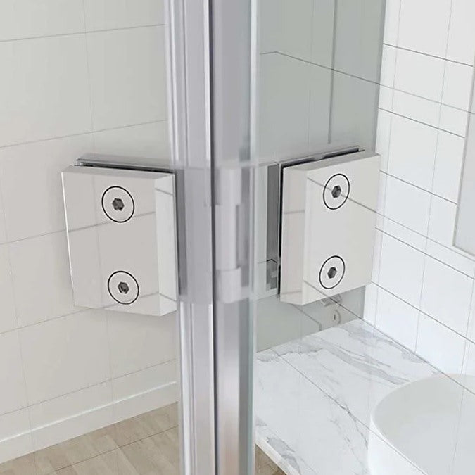 180 Degree Brass Glass to Glass Shower Door Hinge in White