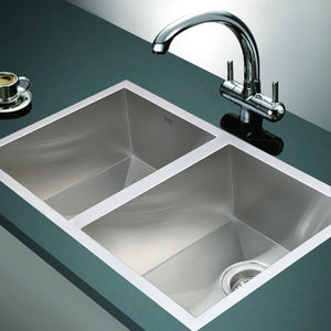 1.2mm Handmade Double Stainless Steel Sink with Waste - 770x450mm