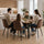 Dining Chair Set of 4 Faux Suede Upholstered Metal Legs Padded Kitchen Dining Chairs Suede Brown