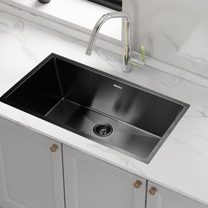 810x450mm Stainless Steel Handmade 1.5mm Sink with Waste in Black with sand finish Finish