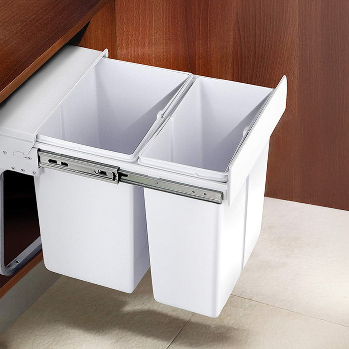 Kitchen Double Slide Pull Out Bin for Garbage Rubbish Waste 10L+20L