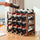 Bamboo Wine Rack Free Standing 15 Bottles with 6 Glasses Holder Storage in Brown