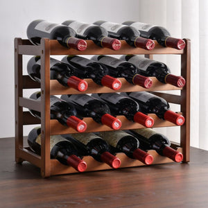 Bamboo Stackable Modular Freestanding Countertop Wine Shelf Rack