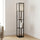 Shelf Floor Lamp with Shade and Open Shelves in Black Wood - Style B
