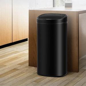 68L Motion Sensor Bin Automatic Stainless Steel Kitchen Rubbish Trash - Black