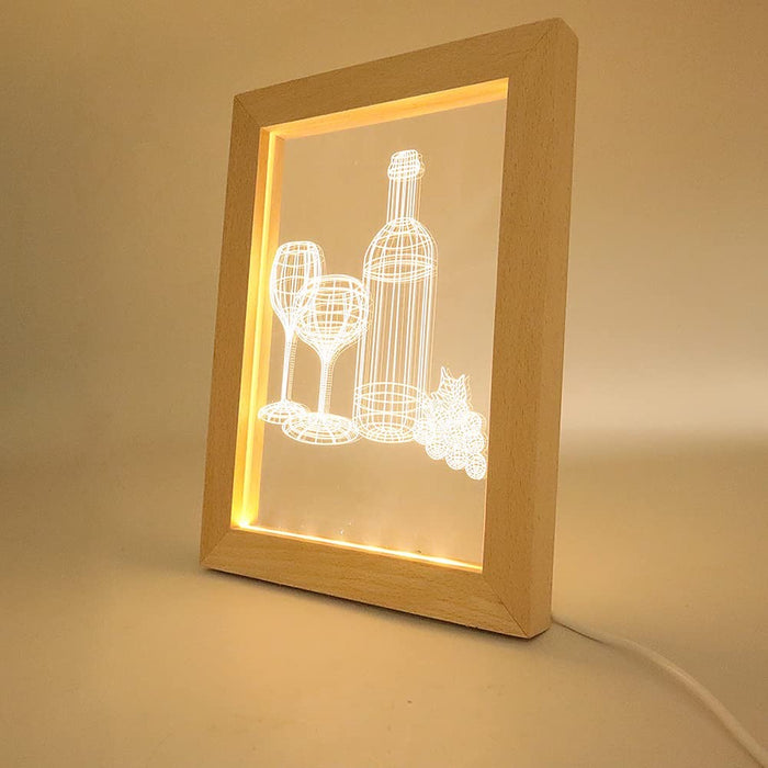 LED Photo Frame + 2 Blanks Laser Engraving Display Night-light Engraver Picture