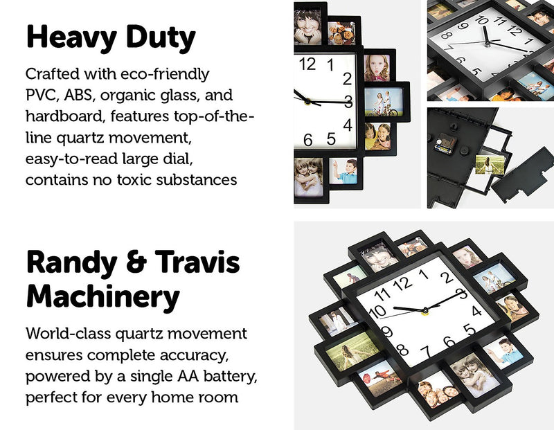 Library Clock Photo Frame Photo Frame Clock with 12-Picture Wall Display | Australia's DIY ...