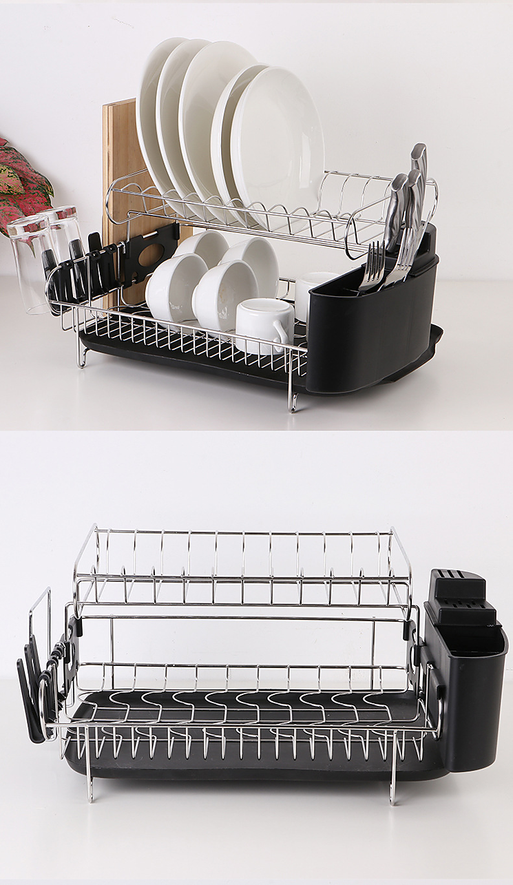 Dish Drying Rack Drainer Cup Plate Holder Cutlery Tray Kitchen Organiser -  Black - Home & Lifestyle > Kitchenware