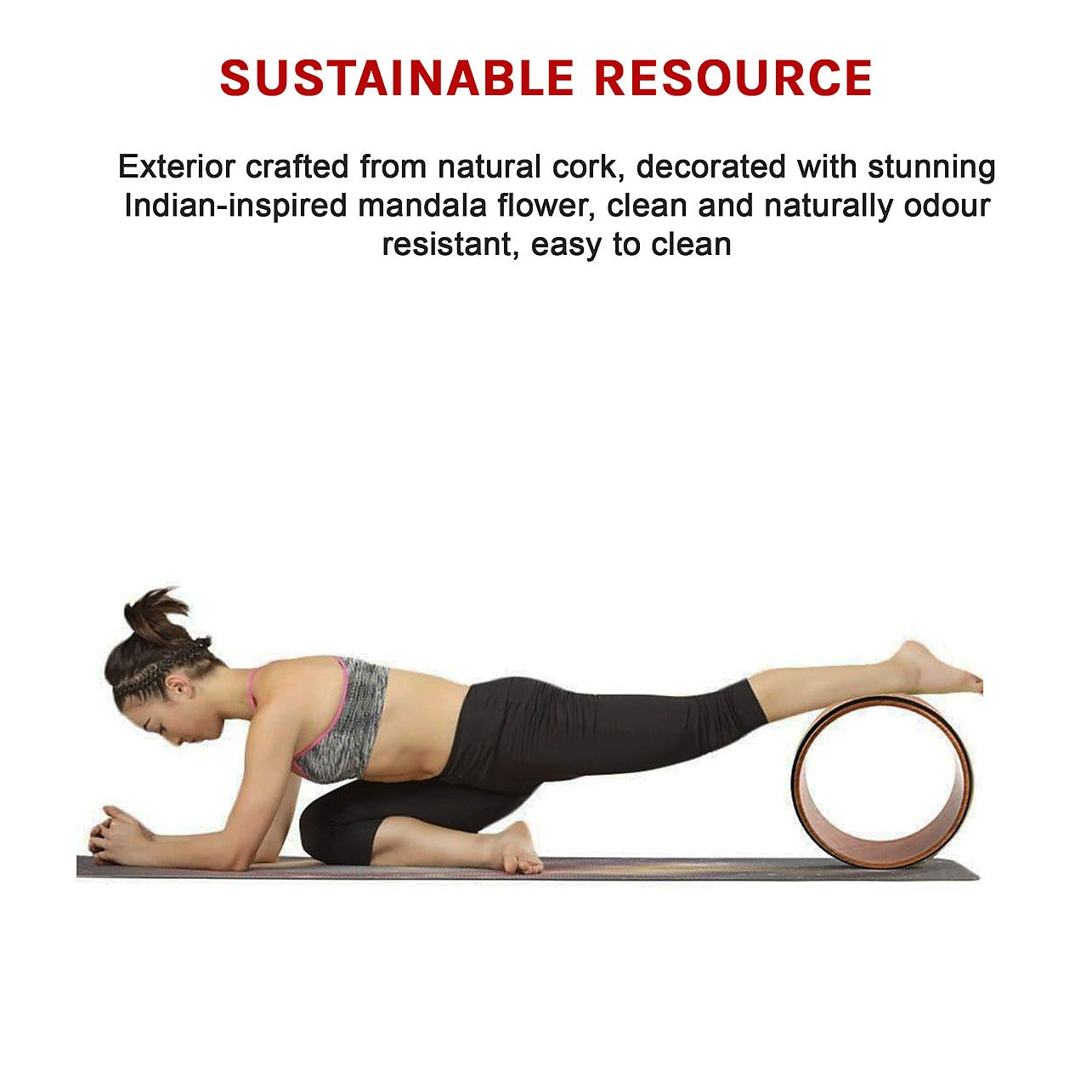 Yoga Pilates Wheel Cork Circle Prop Back Chest Hips Abdomen