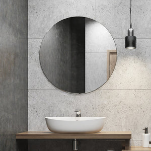80cm Round Wall Mirror Bathroom Makeup Mirror by Della Francesca - Black