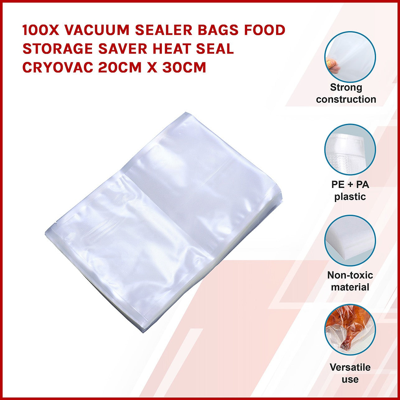 100x Vacuum Sealer Bags Cryovac 20cm x 30cm  Australia's DIY, Renovation,  Home and Lifestyle Store
